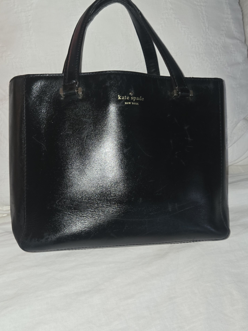 kate spade Black Satchel with Gold Logo Accent